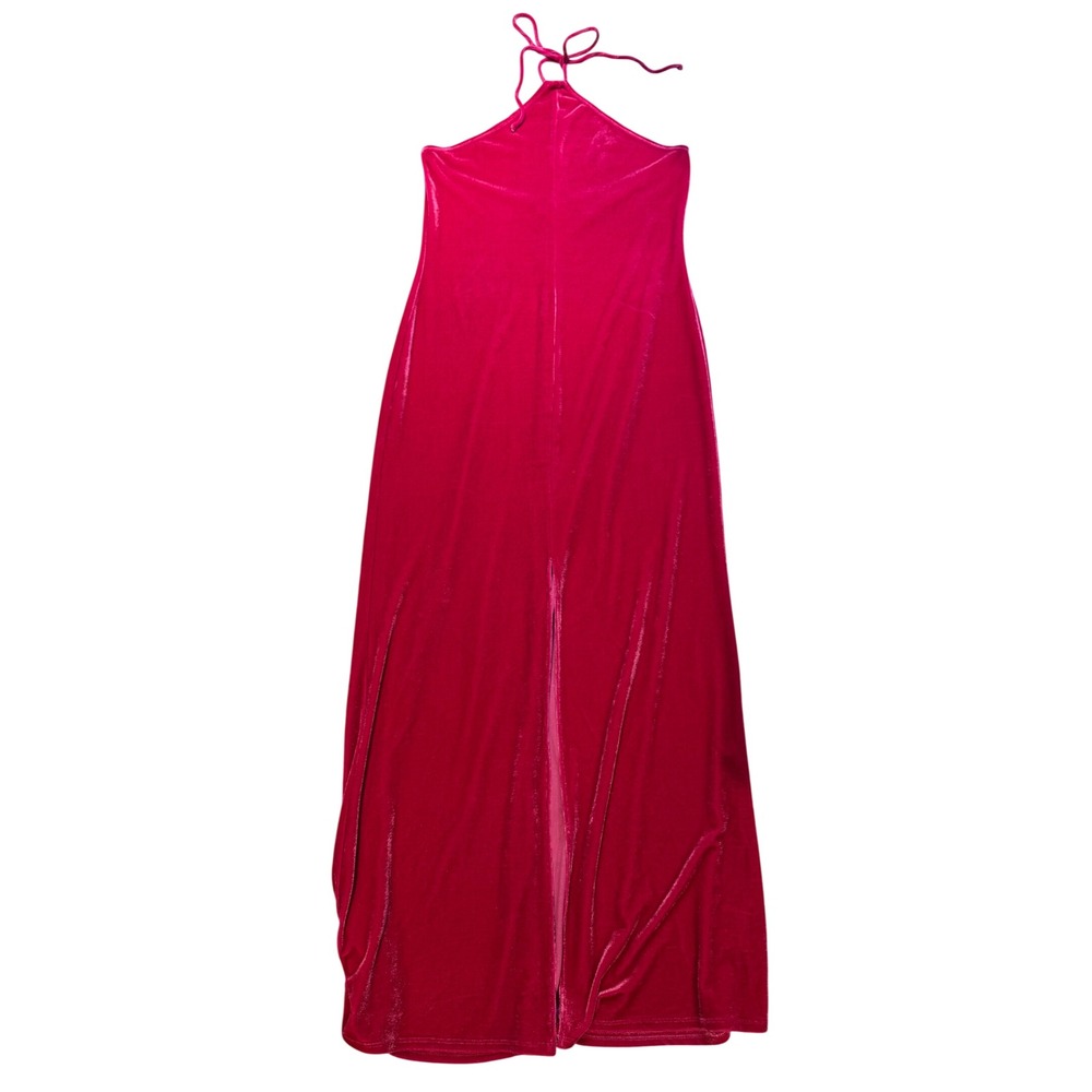Reformation Velvet Halter Maxi Dress Pink Slit Size L